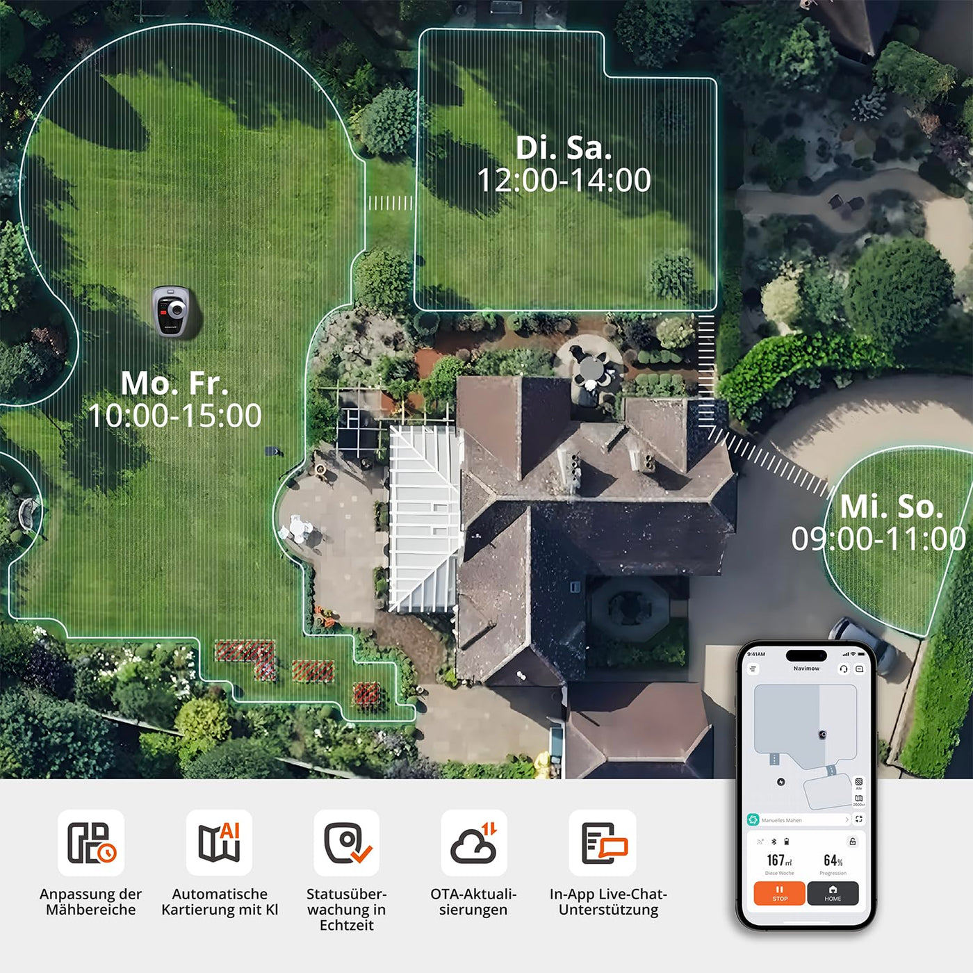 Navimow i105E Mähroboter ohne Begrenzungskabel 500 m²